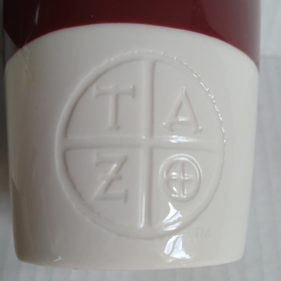 Starbucks Set Of 2 Cups Tazo Tea Coffee Mug Burgundy & White 8 oz. - Picture 12 of 12